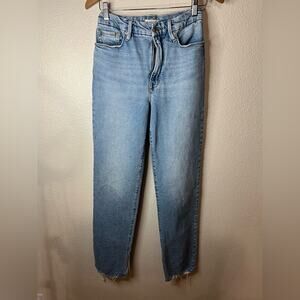 Good American Good Boy high rise straight leg slit hem jeans 4/27